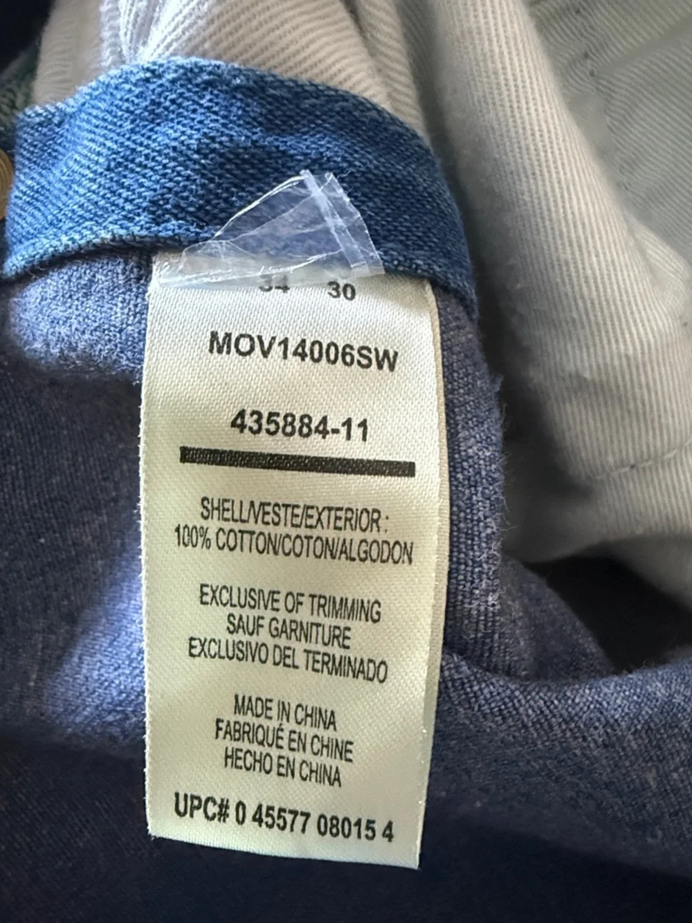 100% Cotton Navy Blue Garment with Care Tag 34 x 30‎